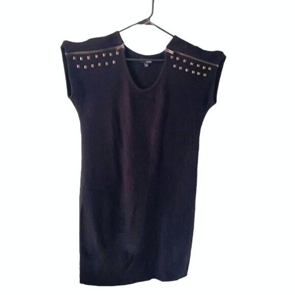 A.N.A. A New Approach 100% Acrylic Black Knitted Dress w Zipper Size L - Picture 5 of 12